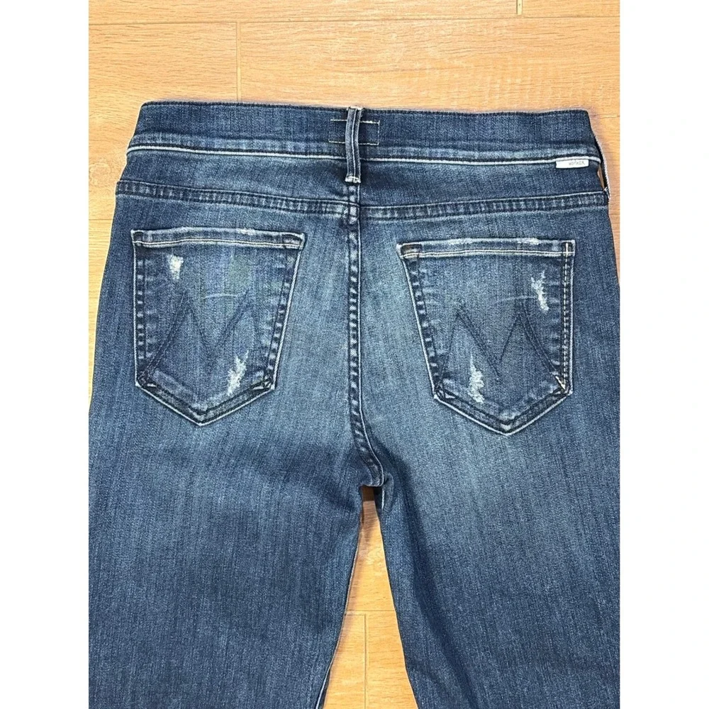 Mother The Rascal Ankle Undone Step Fray Jeans Dark‎ Graffiti Size 27 Distressed